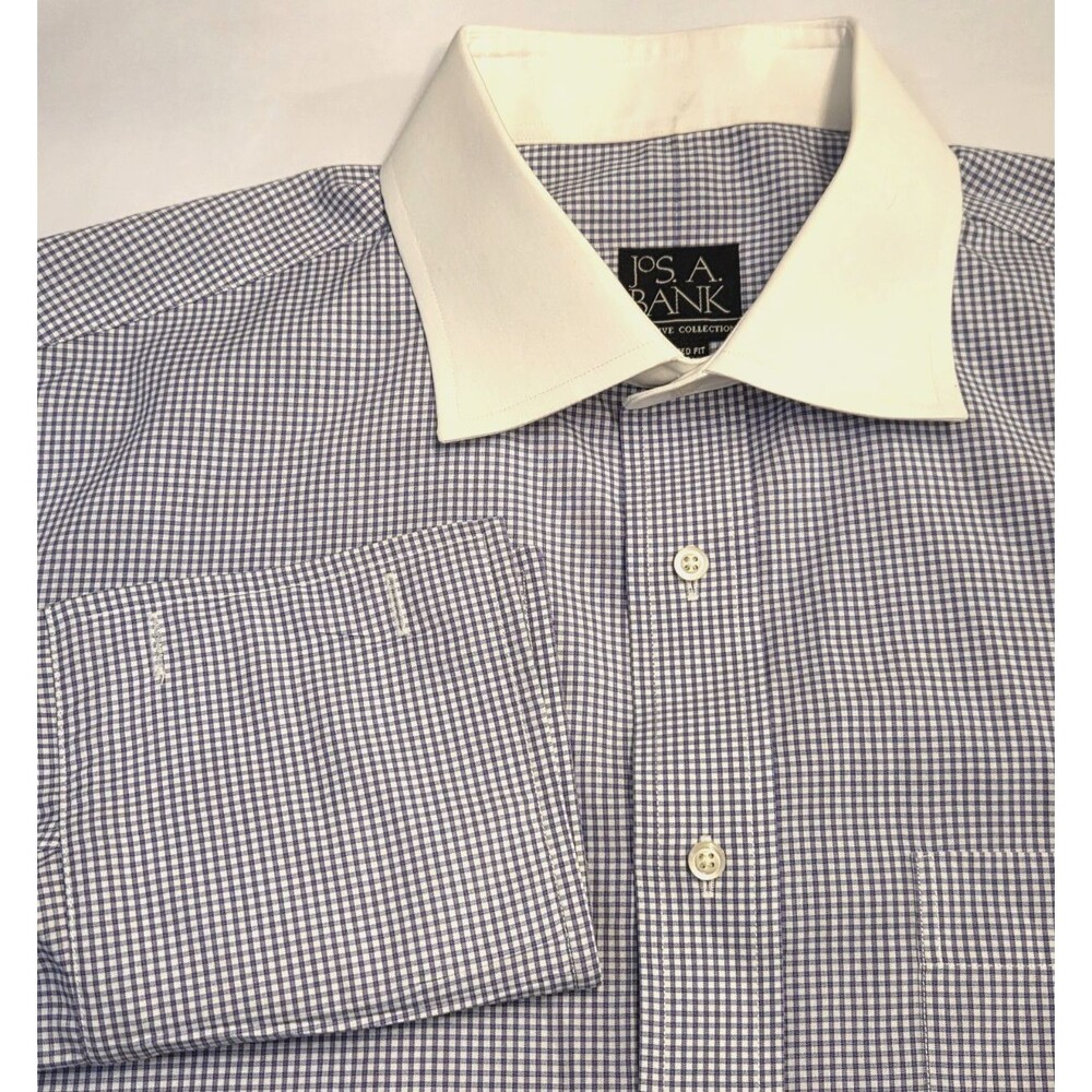 Jos. A. Bank Exec Collection Tailored Fit Dress Shirt 16.5-33 Lavender Check